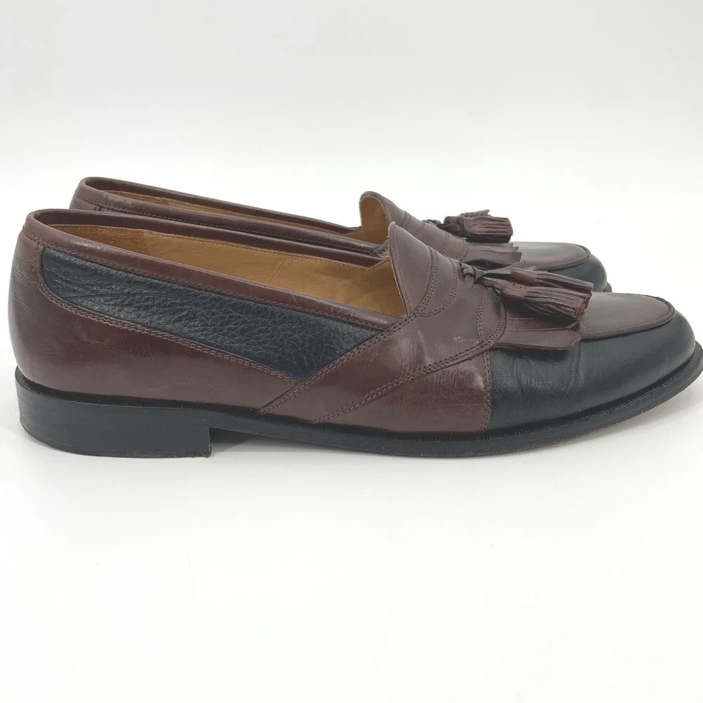 Johnston & Murphy Loafers Mens 10.5 M Brown‎ Black Leather Kiltie Tassel Vintage